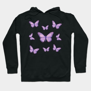 Purple Butterly Pattern Sticker Hoodie